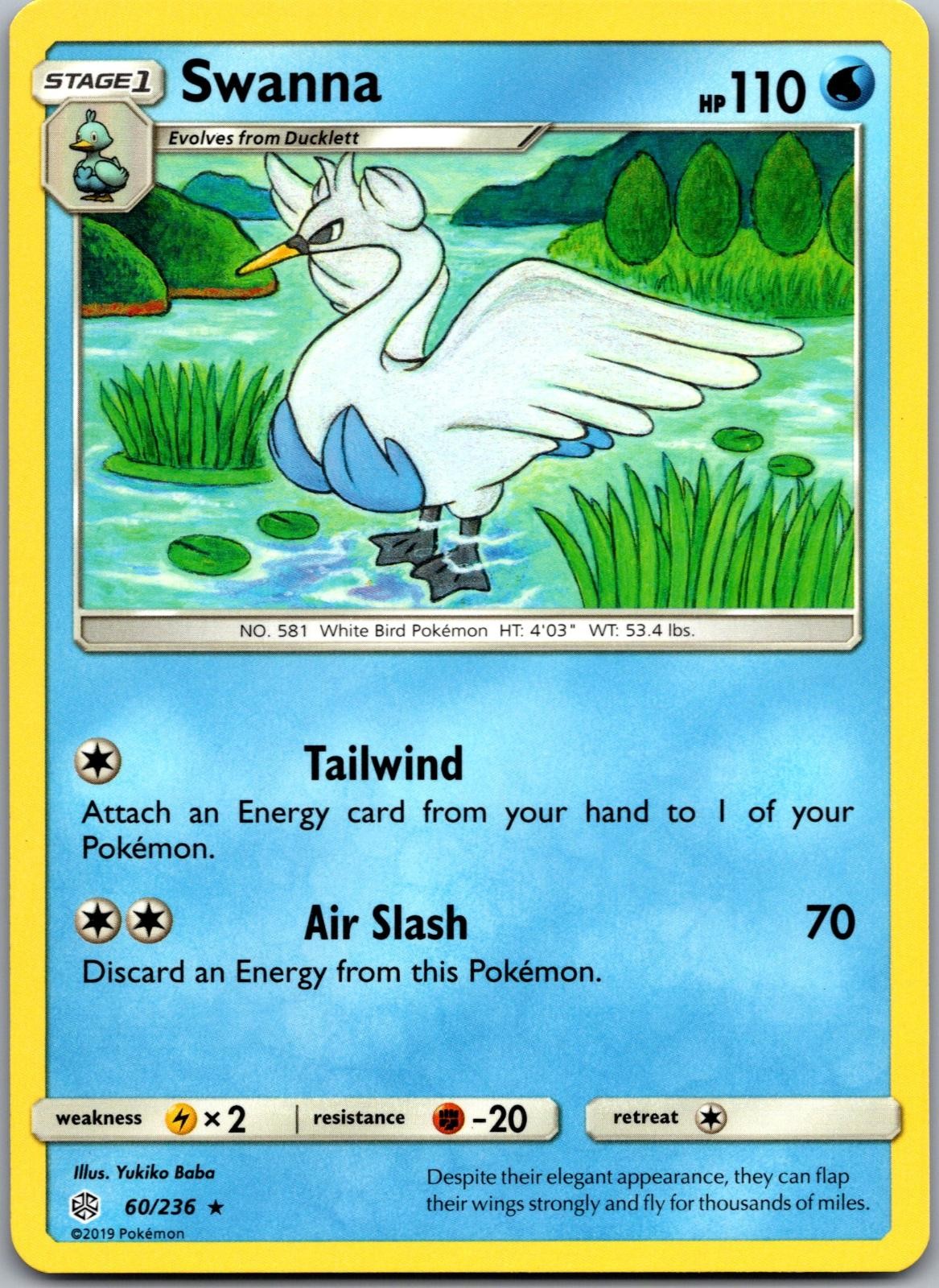 Swanna 60/236 Rare Cosmic Eclipse Pokemon Near Mint