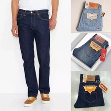 Jeans uomo denim Levis 501 vestibilità originale fondo gamba dritta pantalone jeans NUOVO