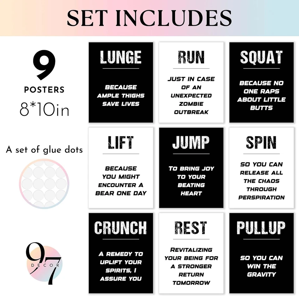 Workout Posters for Home Gym Decor - Gym Posters Motivational Quotes Wall Art Pr - Image 2 of 4