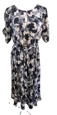 Lauren Ralph Lauren Black And White Floral Midi Dress Size 16