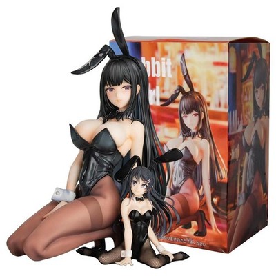 18CM Anime Bunny Girl Hina Figure Feina Black Silk action figure PVC model Adult