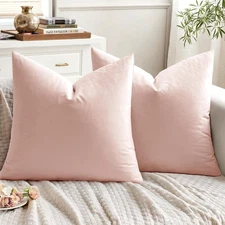Pack of 2 Velvet Throw Pillow Covers Decorative Square Pillowcase Soft Solid ...