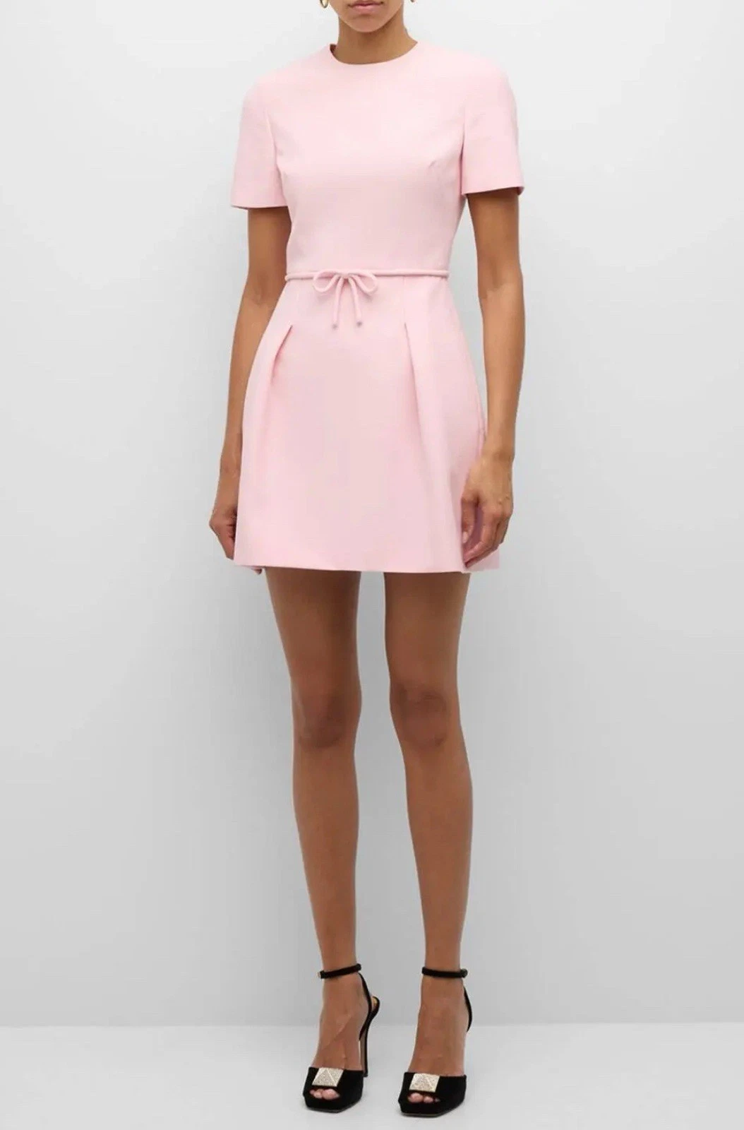 Abito Valentino Garavani rosa fiocco lana seta