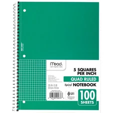 Mead Quad Ruled Spiral Notebook