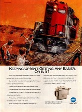 Minolta Vintage Print Ad Poster Copiers Fax Machines 1987 Train Graphic Office