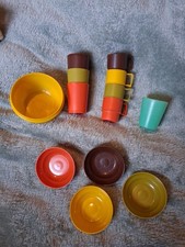 13 Pc Vintage Tupperware Toys Mini Miniature Bowls Cups Harvest Colors Lot