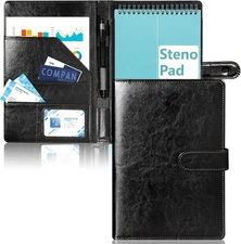 SHIQIKEJIPTY Steno Pad Holder PU Leather 6x9 Steno Pad Cover Business Padfoli