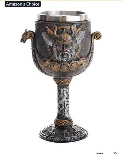 Fantasy Viking Dragon Warrior Goblet Chalice w/ Stainless Steel Cup Insert