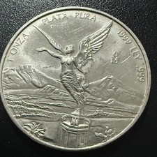 1999 Mexico 1 Onza Silver Coin 1 oz .999 Fineness Libertad Plata Pura KM 104