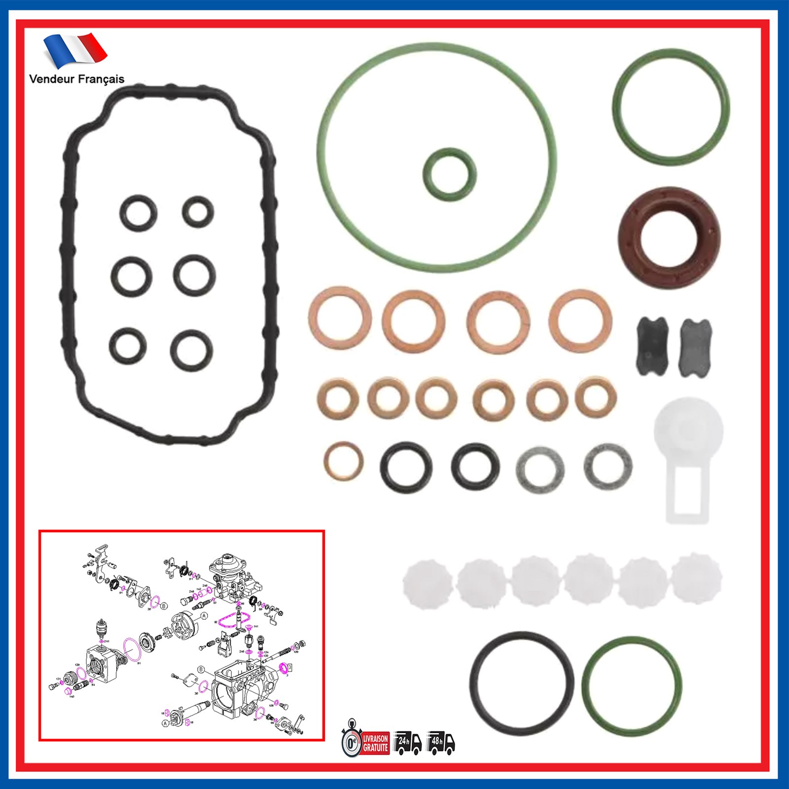 Joint de pompe injection VE VA 17mm 1467010517 pour réparation moteur