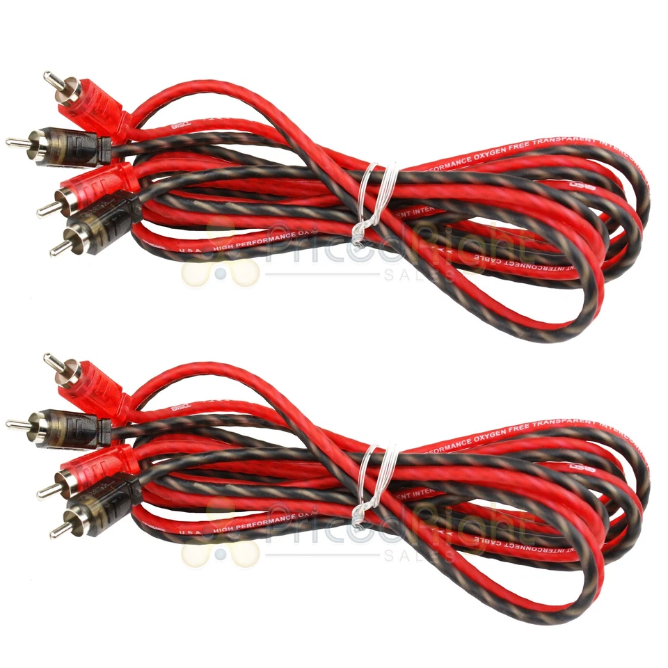 2 Pack DS18 6 Ft 2 Channel Shielded Twisted Interconnect RCA Audio Amp RCA6FT