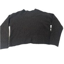 DKNY Jeans Women's Long Sleeve Cable Crew Neck Sweater Black M