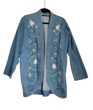 Vintage Hand Painted Torpedo International Denim Jacket Size Medium Made In USA