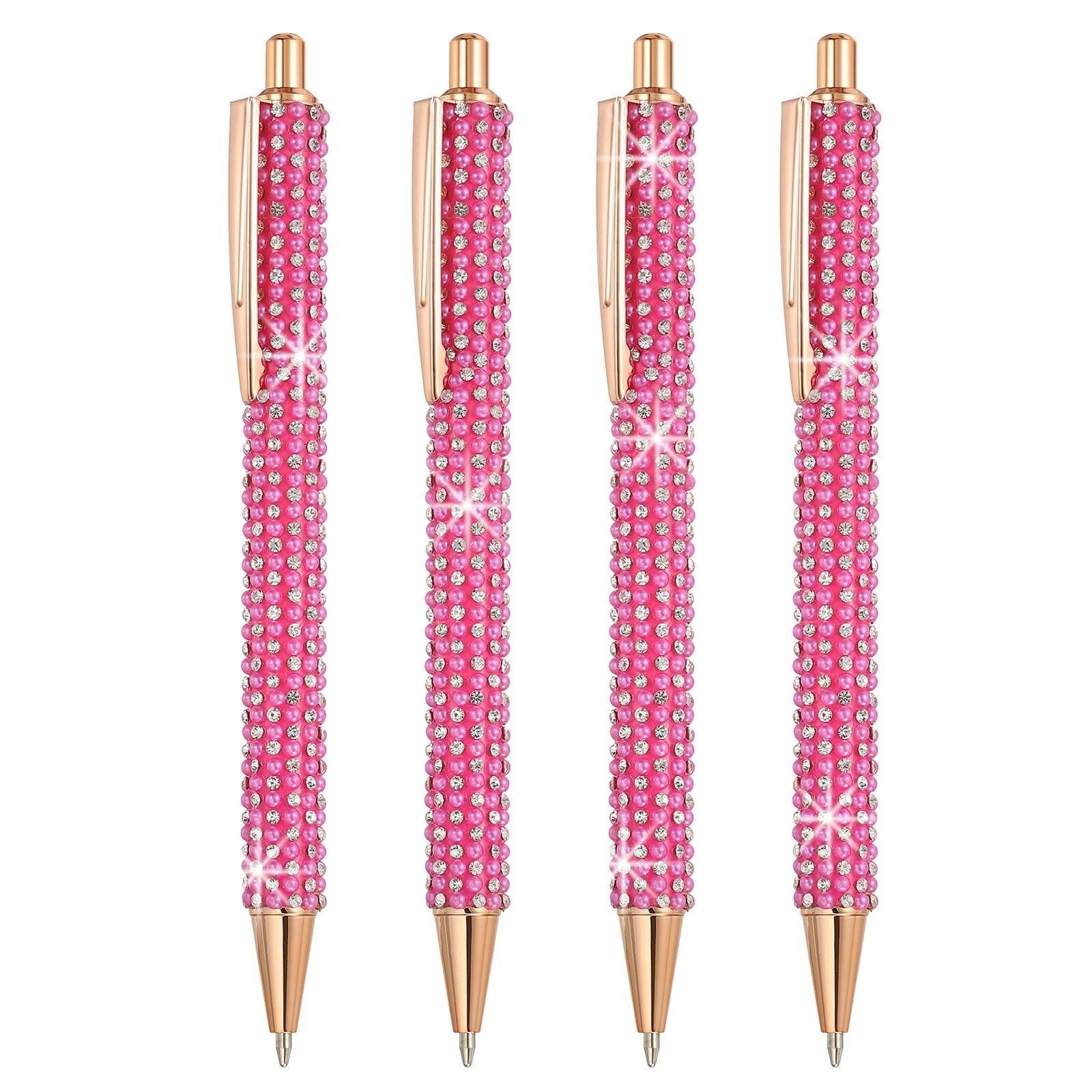 Stylo bille strass métal chic en lot de 4 stylos perles pour une écriture fluide au bureau