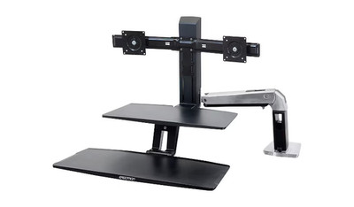 Ergotron WorkFit-A with Suspended Keyboard, Dual Monitors- Brand New