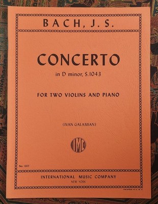 BACH, Concerto in D Minor, For Two Violins and Piano, New