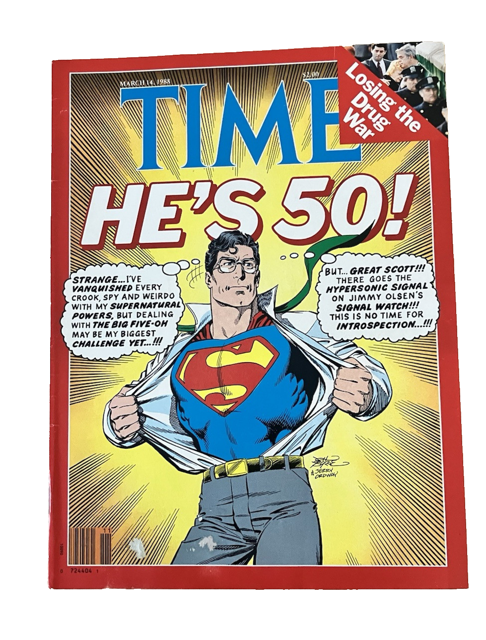 Superman He's 50!  TIME Magazine - March 14, 1988 - Vol. 131 No. 11 - Good/Used