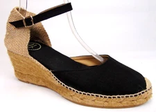 Toni Pons Caldes Women's Ankle Strap Wedge Heels Shoes Size 8.5 M, Black