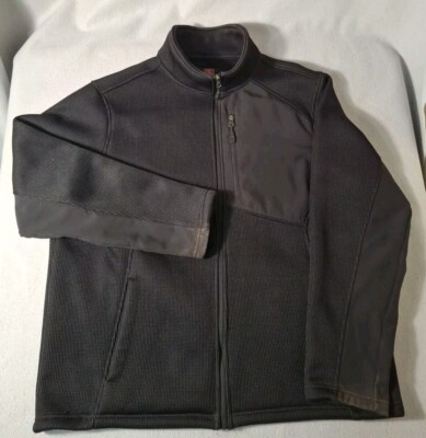 Swiss Tech Sweater Soft Shell Jacket L Waffle Knit Full Zip Warm Hiking  Camping