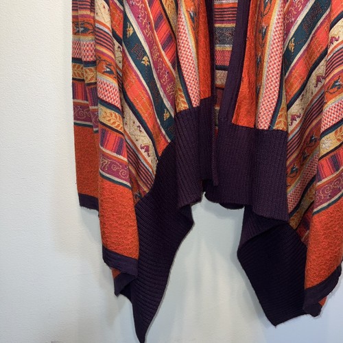 Anthropologie FREEWAY Open Front Waterfall Drape Cardigan Boho Fall Colors Sz M - Picture 3 of 10