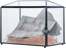 NCYP Wedding Glass Cards Box with Slot and Lock 10.2x5.9x7.9 Inches Handmade