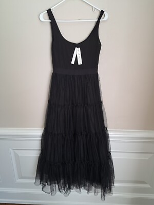 Alice + Olivia Women's Chara Black Tiered Tulle Midi Dress