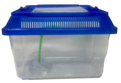 Terrarium Habitat Small Fish Tank Turtle Tank  Living Tank Portable House Blue