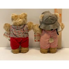 Vintage 1980s Wendy's Furskin Bears with Happy Holidays Tag Dudley Boone