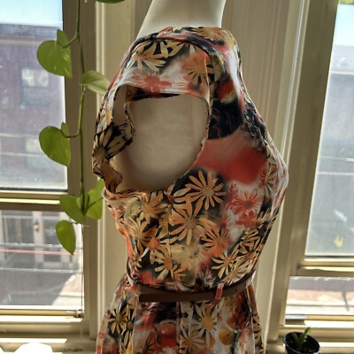 Sunny Girl Floral Belted Sundress Sz Md | eBay