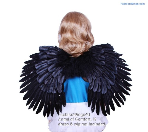 Children's Duo Use Costume Feather Angel Wings Pointing Up/ Down Black or White - 第 11/19 張圖片