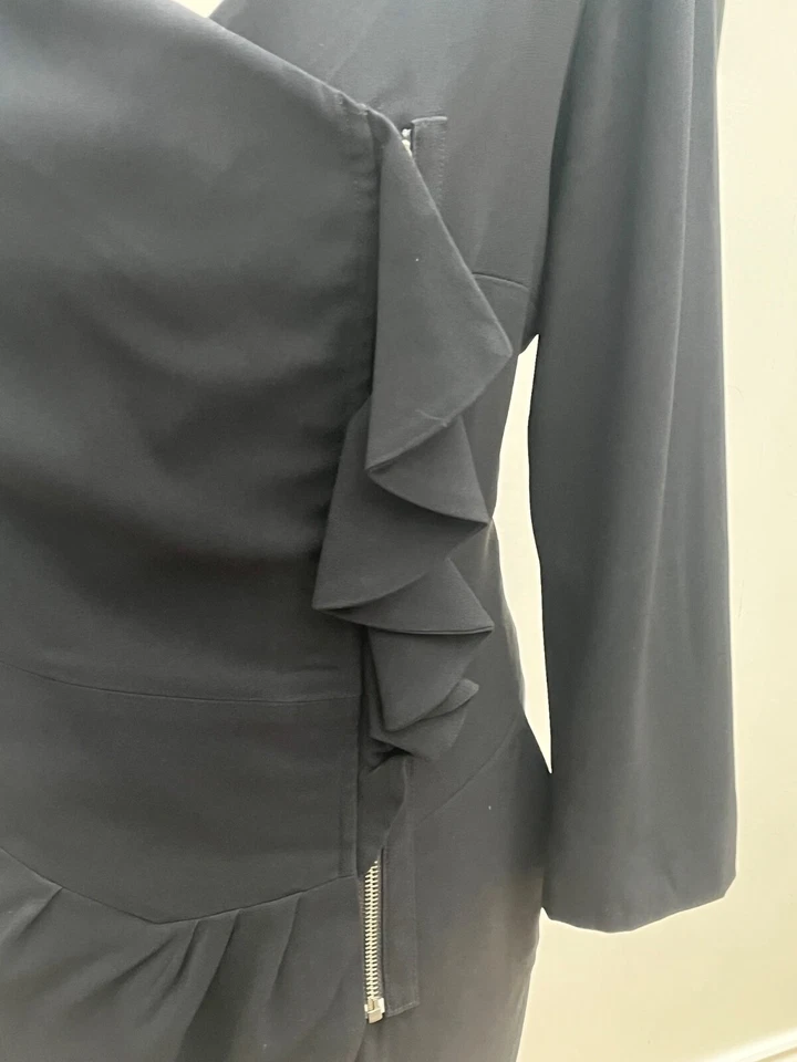 Vestido Reiss Nanette NEGRO Reino Unido 12 EE. UU. 8 Raro Foto 4 de 4