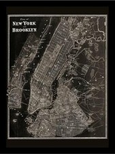 FRAMED Blueprint Plan of New York and Brooklyn 1867 by Beer 16x12 Art Print