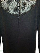 Gorgeous St John Evening Black Knit Sequin Embroidery Embellished Dress Sz 10
