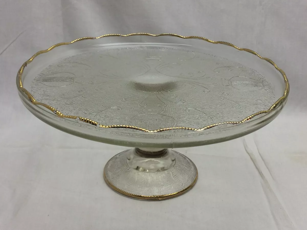 Antique glass top cake plates