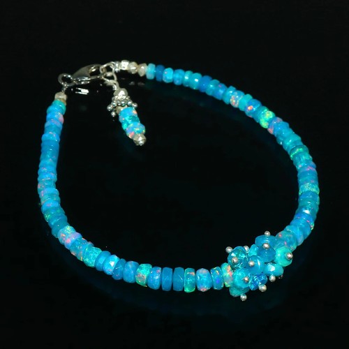 Ethiopian Paraiba Opal Bracelet Faceted Natural Opal Paraiba Opal Bracelet - Picture 3 of 4