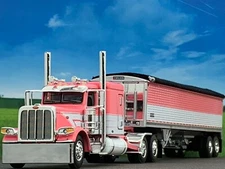1/64 DCP PETERBILT 389 W/ 63" FLAT TOP SLEEPER & WILSON GRAIN TRAILER