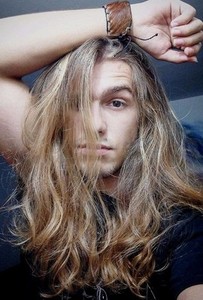 Long Blond Haired Hunk Handsome Dude With Wild Rocker Hair Photo
