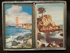 Vtg 60's Congress 606 Playing Cards SF Gloden Gate Bridge Silver Gold Twin Pack