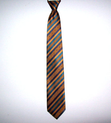 ZIPPIT Black Navy Green Gold 20" Micro Fiber Zip Style Neck Tie #438 - Picture 1 of 2