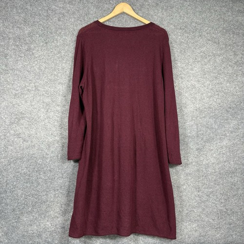 Gudrun Sjoden Dress Womens Large Burgundy Purple Lagenlook Midi Textured Linen - Picture 5 of 9