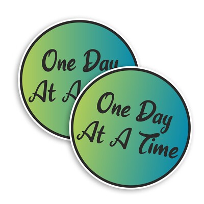 Vinyl-Aufkleber „One Day At A Time“ – 10 Cm, Orange-gelbes Ombré, 2 Stück – Für Auto, Laptop & Mehr