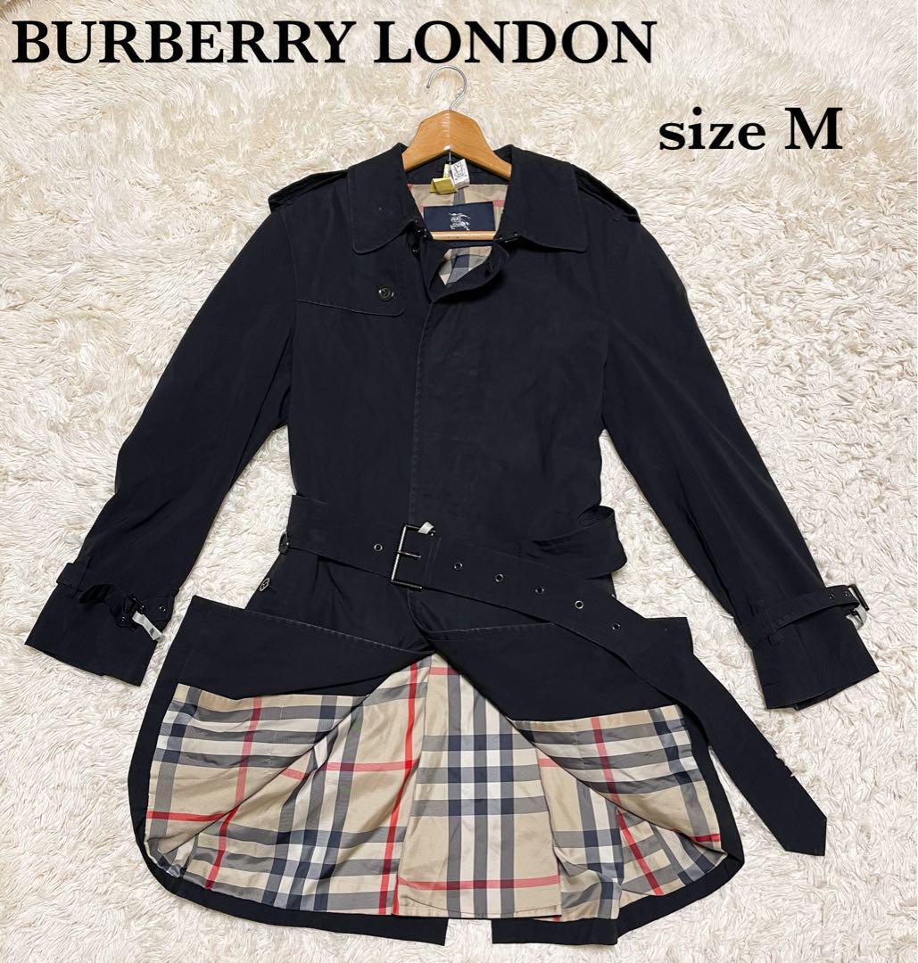 Burberry London Mega Check Trench Coat M Black with Belt