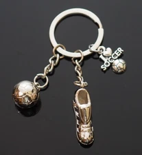 Soccer Ball Shoes Keychain "I Love Soccer" Charms Pendants Key Ring Player Gift