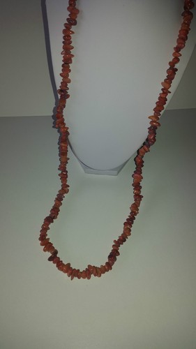 ACCESSOIRES & DAZ COLLIER SAUTOIR EN PERLES DE CORAIL COLORIS OCRE ORANGER - Picture 4 of 7