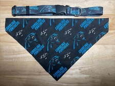 CAROLINA PANTHERS DOG COLLAR ADJUSTABLE NYLON & BANDANA LICENSED SIZE XL