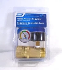 Water Pressure Regulator RV Brass Valve Gauge Hose Adapter Fitting Camco 40064