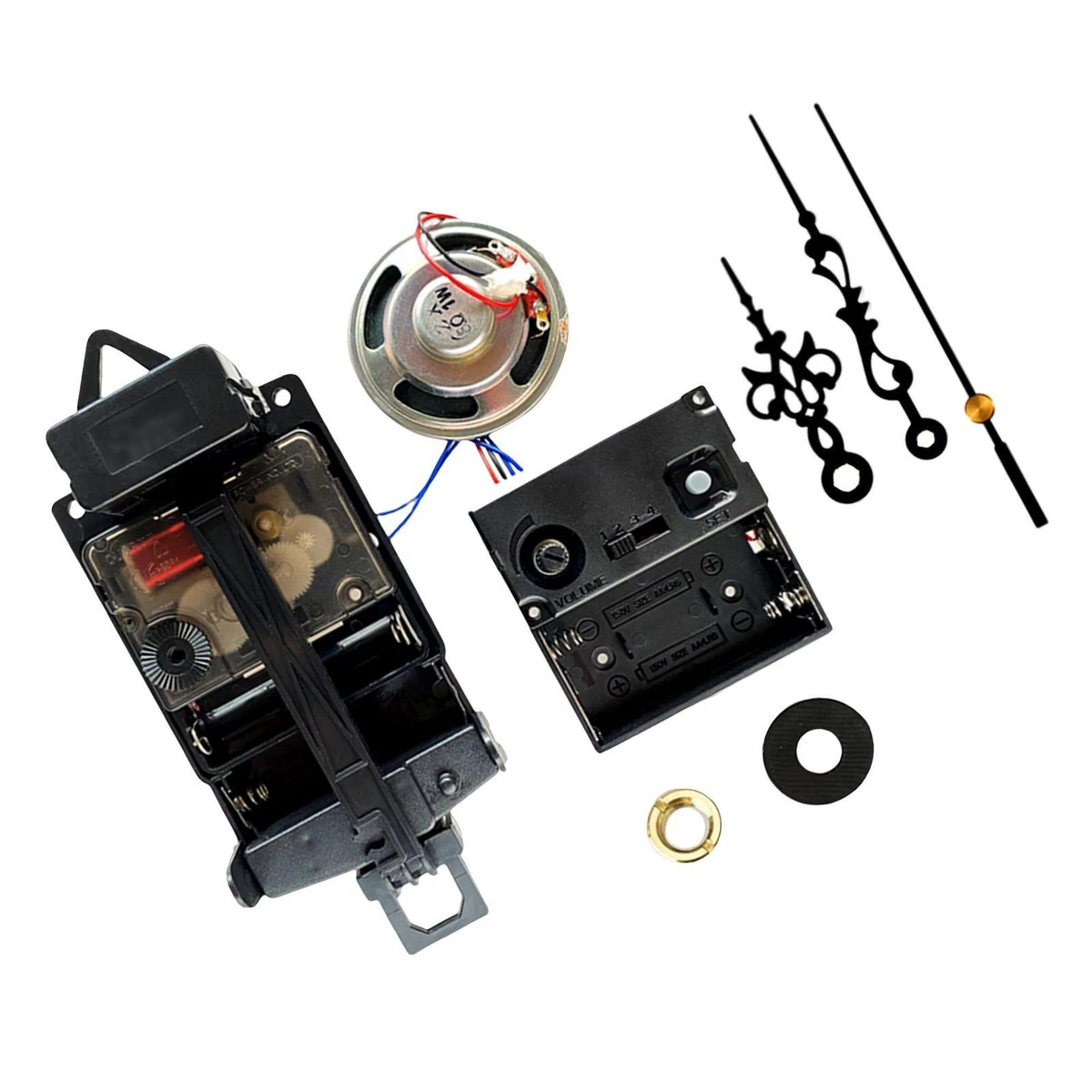 Battery operated clock movement outlet with pendulum and chime