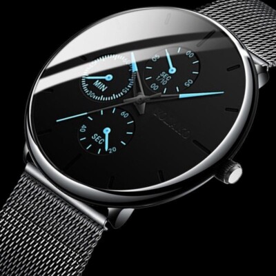   FREE SHIPPING   Luxury Ultrathin Men's Watch - Steel Case & Mesh Leather Band