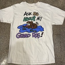 VTG Ask Me About My Grand Dog Shirt Large L 90s Tultex