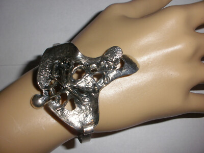 RELO Studio Vintage 70er Modernist Brutalist Sterling Silber Armband Austria